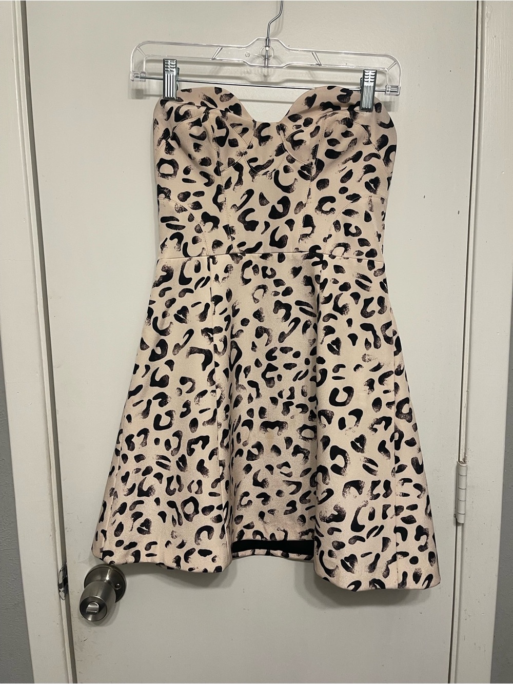 Keepsake The Label "Let Go" Strapless Dress in the Snow Leopard print size XS